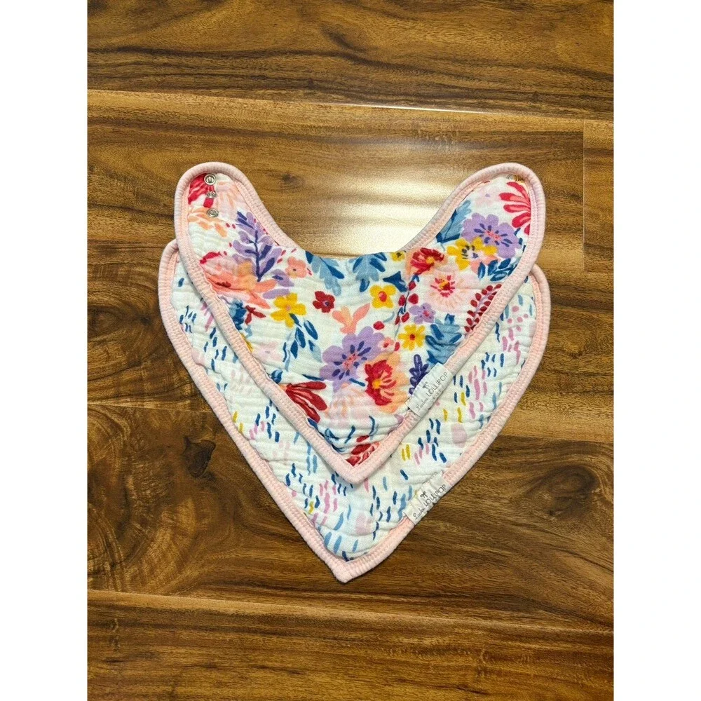 LouLou Lollipop Muslin Bandana Bibs, Floral and Dots